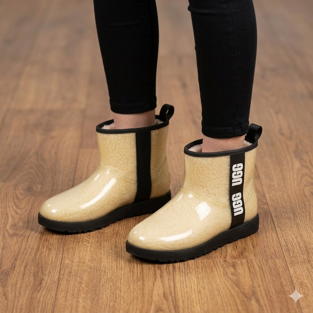 UGG Classic Clear Mini Boots Women Size 9 Natural Black Waterproof 1113190